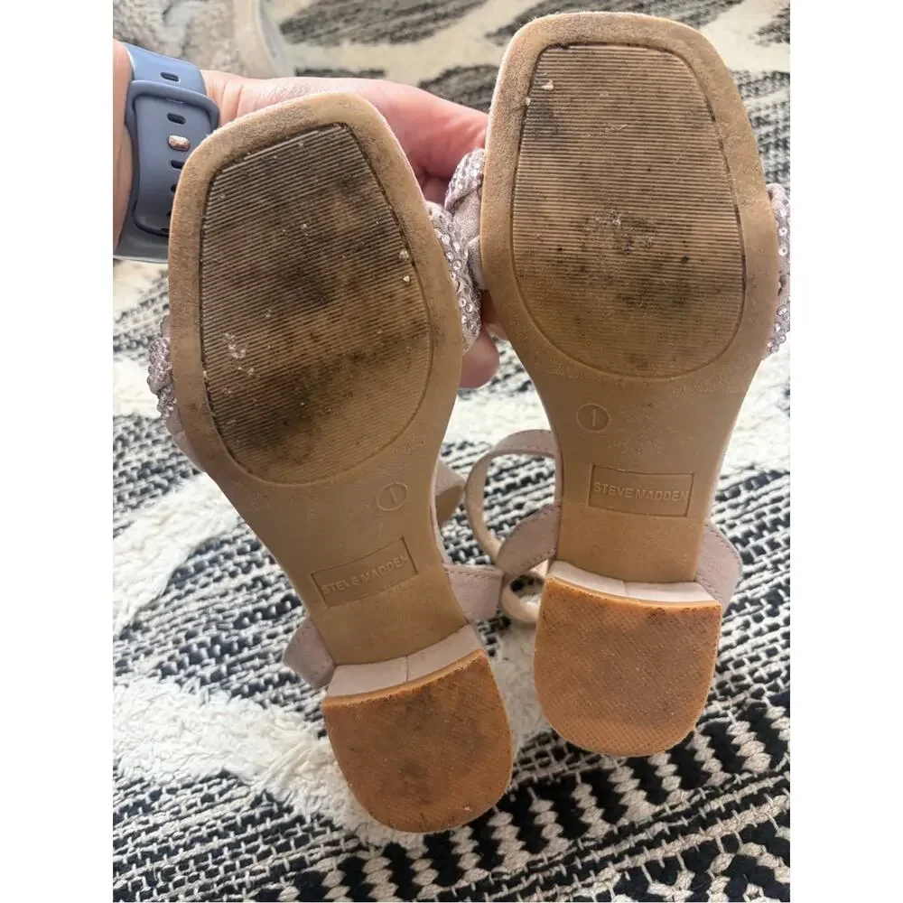 Steve Madden Braided Ankle-Strap Sandals in Blush girls size 1
